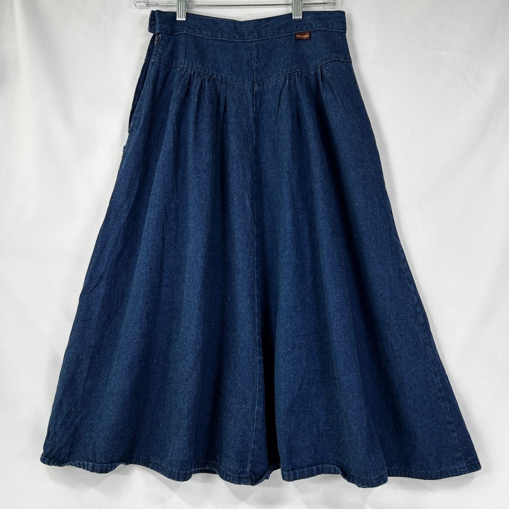 Wrangler 90s Vintage Wrangler Dark Wash Denim Pleated Midi Skirt Size 9